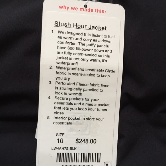 NWT BLACK LULULEMON SLUSH HOUR JACKET - - Size 12 - Picture 4 of 6